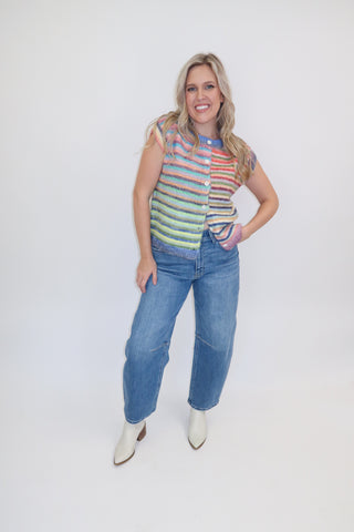 Color Commentary Stripe Sweater Vest