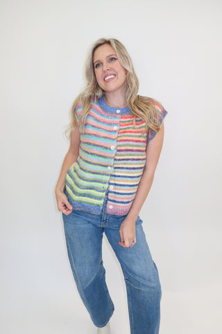 Color Commentary Stripe Sweater Vest