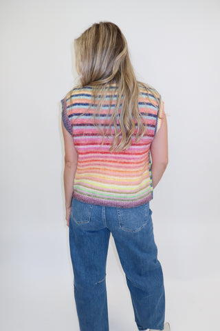 Color Commentary Stripe Sweater Vest
