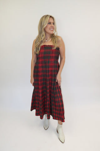 The Autumn Social Plaid Midi Dress