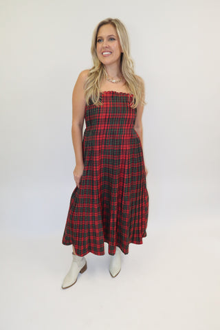 The Autumn Social Plaid Midi Dress