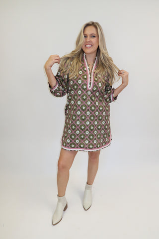 Daisy Days Scallop Trim Dress - The Pink Tulip Clothing