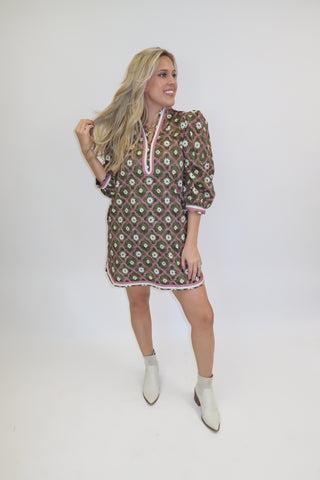 Daisy Days Scallop Trim Dress - The Pink Tulip Clothing