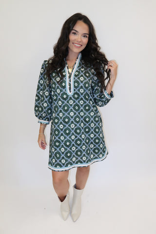 Daisy Days Scallop Trim Dress - The Pink Tulip Clothing