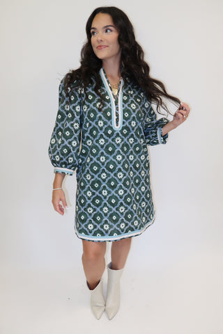 Daisy Days Scallop Trim Dress - The Pink Tulip Clothing