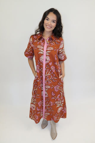 Coastal Bloom Floral Midi Dress - The Pink Tulip Clothing