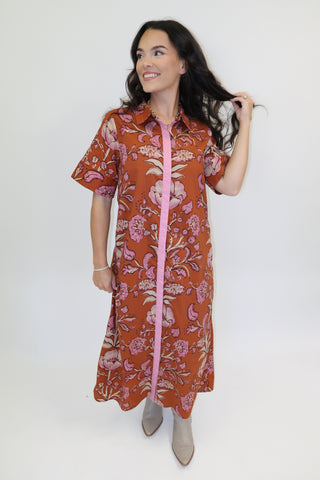 Coastal Bloom Floral Midi Dress - The Pink Tulip Clothing