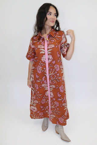 Coastal Bloom Floral Midi Dress - The Pink Tulip Clothing
