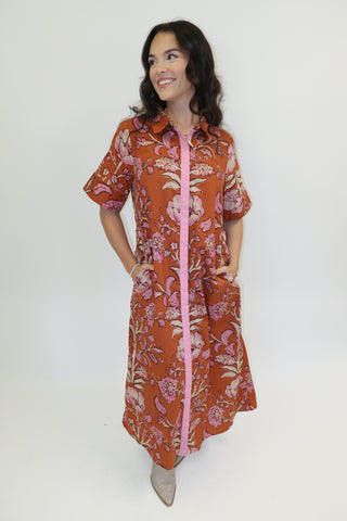 Coastal Bloom Floral Midi Dress - The Pink Tulip Clothing