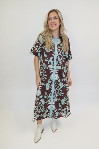 Coastal Bloom Floral Midi Dress - The Pink Tulip Clothing