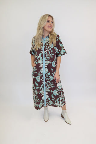Coastal Bloom Floral Midi Dress - The Pink Tulip Clothing