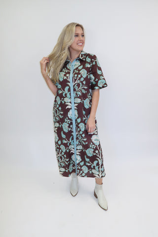 Coastal Bloom Floral Midi Dress - The Pink Tulip Clothing