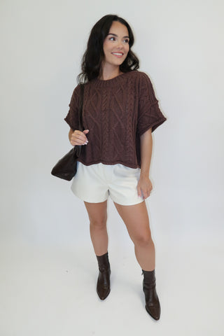 Cozy Chapter Cable Knit Boxy Sweater Top