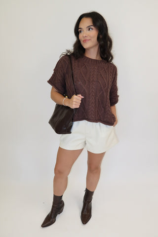 Cozy Chapter Cable Knit Boxy Sweater Top