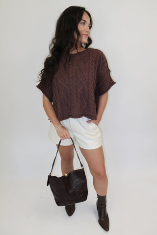 Cozy Chapter Cable Knit Boxy Sweater Top