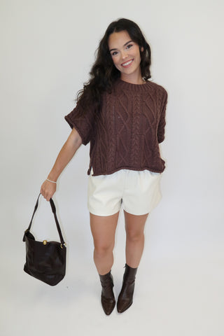 Cozy Chapter Cable Knit Boxy Sweater Top