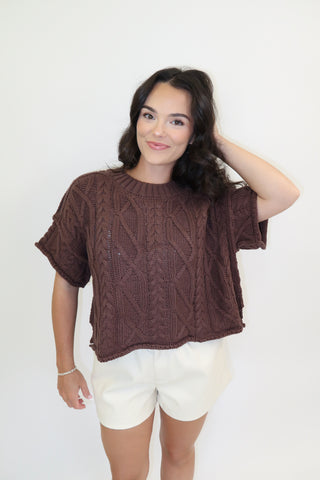 Cozy Chapter Cable Knit Boxy Sweater Top