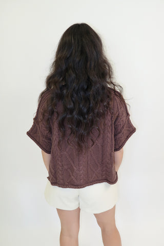Cozy Chapter Cable Knit Boxy Sweater Top