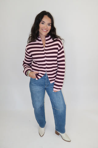 Zip Code Stripe Cardigan
