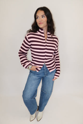 Zip Code Stripe Cardigan