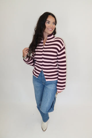 Zip Code Stripe Cardigan