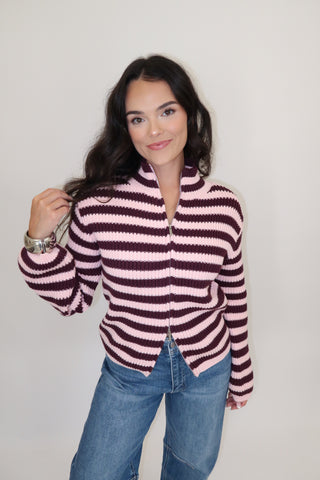 Zip Code Stripe Cardigan