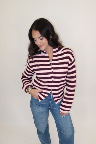 Zip Code Stripe Cardigan