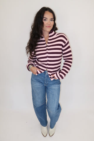 Zip Code Stripe Cardigan