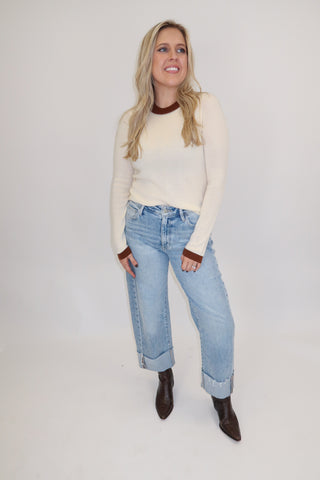 The Outline Contrast Trim Top - The Pink Tulip Clothing