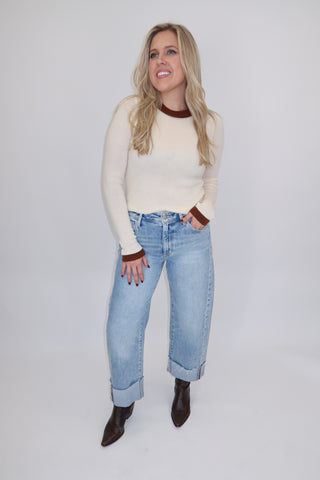 The Outline Contrast Trim Top - The Pink Tulip Clothing
