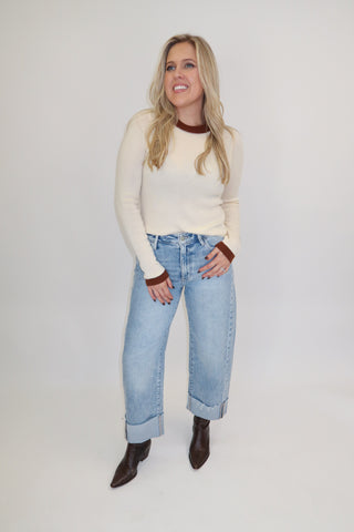 The Outline Contrast Trim Top - The Pink Tulip Clothing