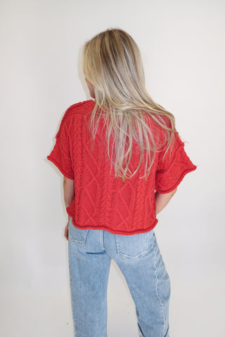 Cozy Chapter Cable Knit Boxy Sweater Top