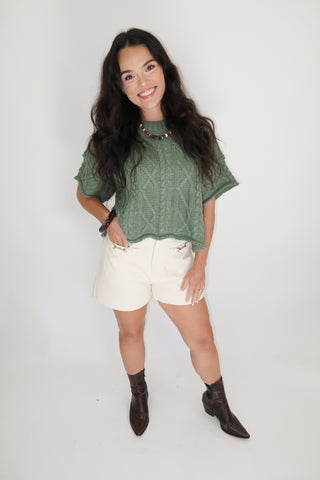 Cozy Chapter Cable Knit Boxy Sweater Top - The Pink Tulip Clothing