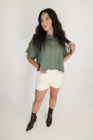 Cozy Chapter Cable Knit Boxy Sweater Top - The Pink Tulip Clothing