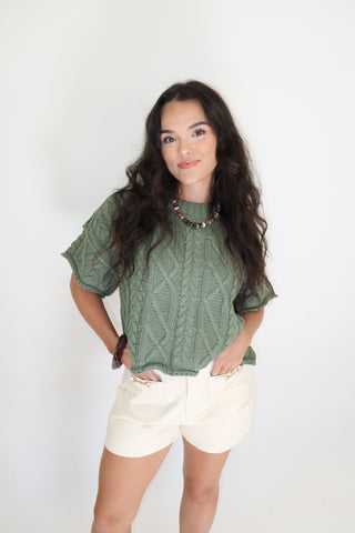 Cozy Chapter Cable Knit Boxy Sweater Top - The Pink Tulip Clothing