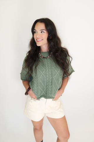 Cozy Chapter Cable Knit Boxy Sweater Top - The Pink Tulip Clothing