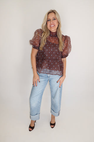 Sweet Disposition Polka Dot Blouse - The Pink Tulip Clothing