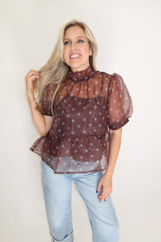 Sweet Disposition Polka Dot Blouse - The Pink Tulip Clothing