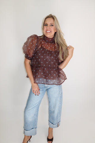 Sweet Disposition Polka Dot Blouse - The Pink Tulip Clothing
