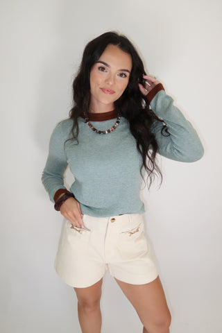 The Outline Contrast Trim Top - The Pink Tulip Clothing