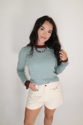 The Outline Contrast Trim Top - The Pink Tulip Clothing