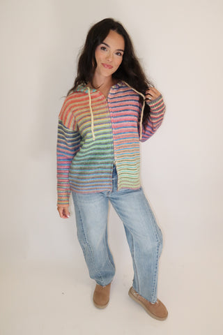 Bright Side Rainbow Stripe Cardigan - The Pink Tulip Clothing