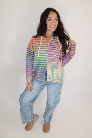 Bright Side Rainbow Stripe Cardigan - The Pink Tulip Clothing
