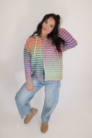 Bright Side Rainbow Stripe Cardigan - The Pink Tulip Clothing