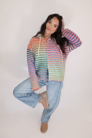 Bright Side Rainbow Stripe Cardigan - The Pink Tulip Clothing