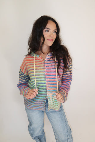Bright Side Rainbow Stripe Cardigan - The Pink Tulip Clothing