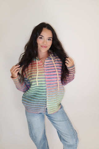 Bright Side Rainbow Stripe Cardigan - The Pink Tulip Clothing