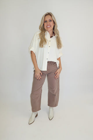 Easy To Impress Button Front Top - The Pink Tulip Clothing