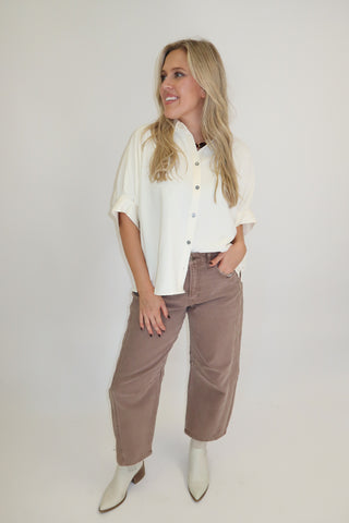 Easy To Impress Button Front Top - The Pink Tulip Clothing