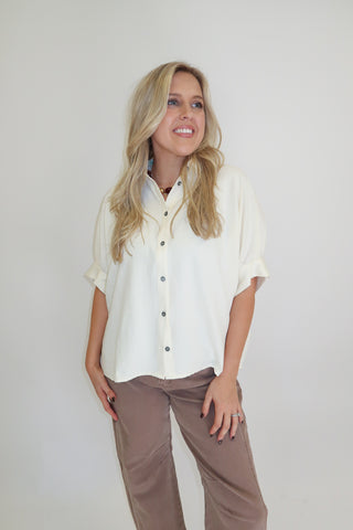 Easy To Impress Button Front Top - The Pink Tulip Clothing
